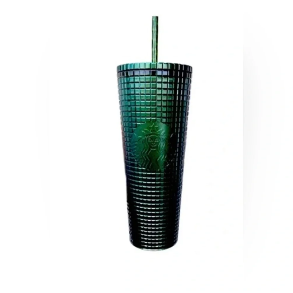 Starbucks venti tumbler green rainforest grid iridescent